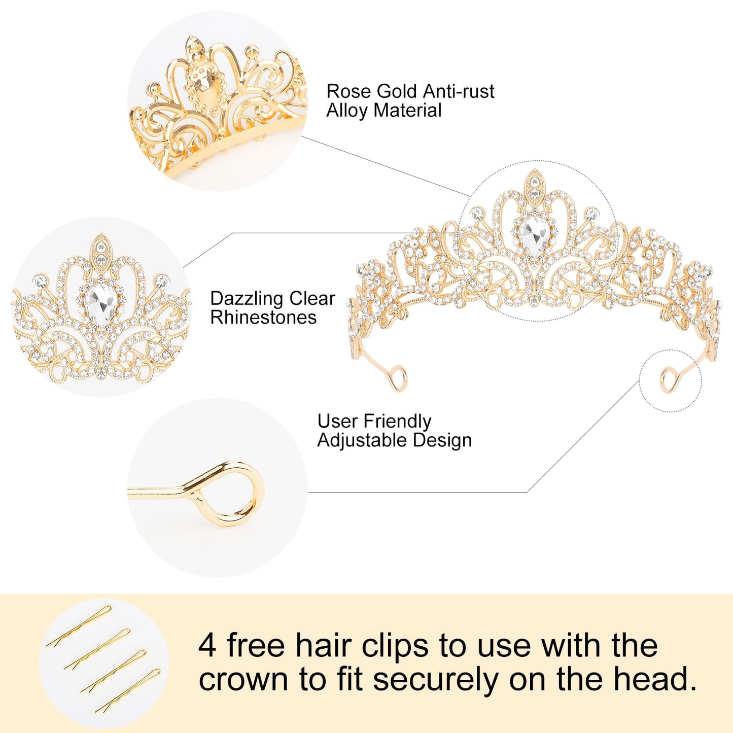 CIEHER Crystal Gold Crown + Birthday Queen Sash + Pearl Pin Set, Gold Birthday Decorations for Women Girls, Great Birthday Gifts Happy Birthday Party Supplies Birthday Crown Birthday Sash for Women