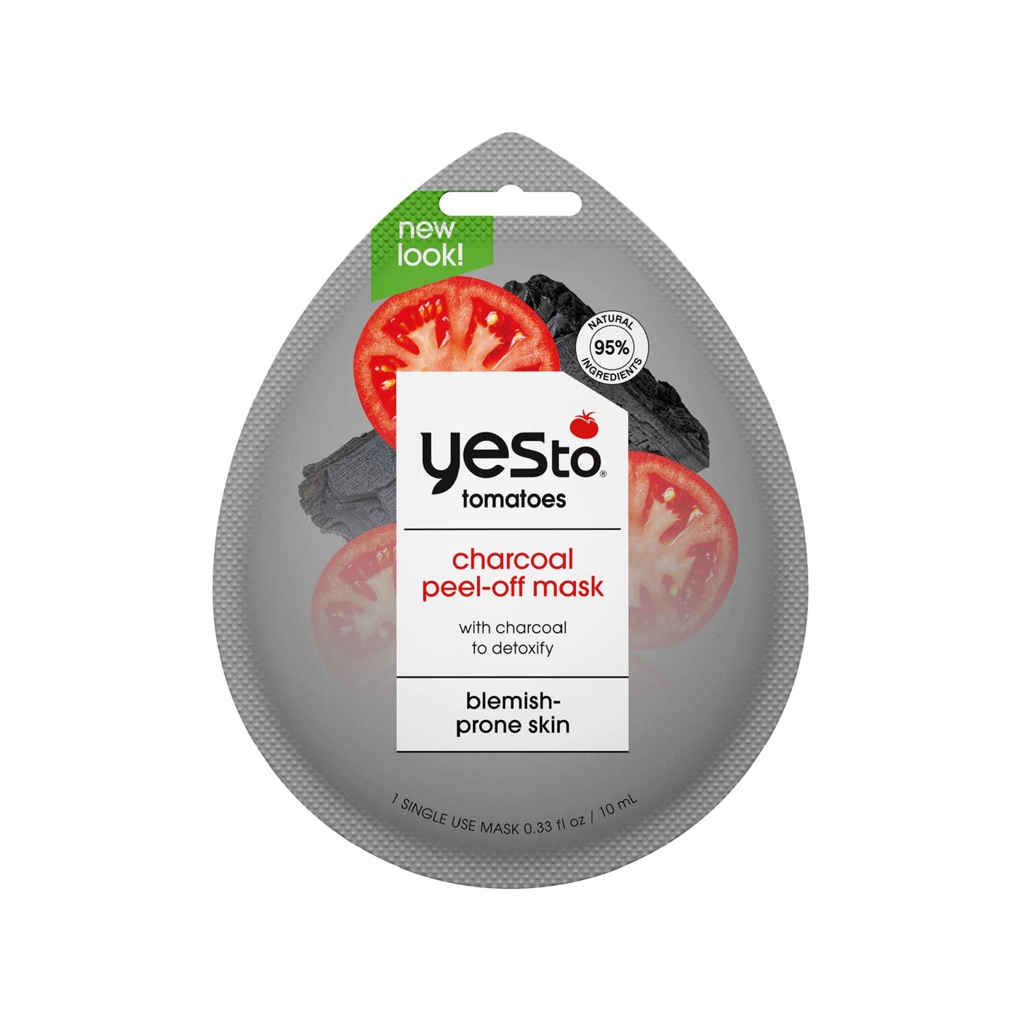 Yes To Tomatoes Charcoal Peel-Off Mask, Exfoliating Formula To Retain & Restore Skins Balance, Peel Away Impurities, With Charcoal & Antioxidants, Natural, Vegan & Cruelty Free, 3 Pack 0.33 Ounce