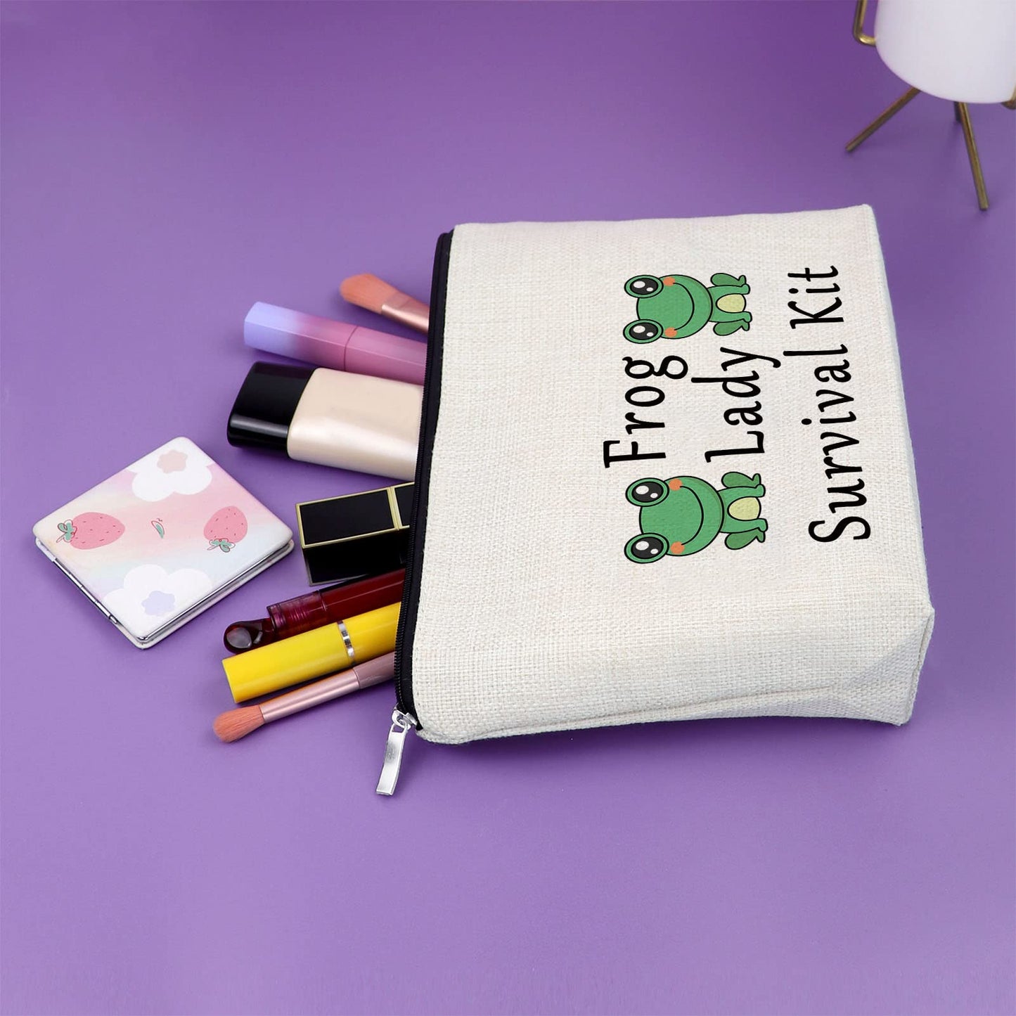 Sazuwu Frog Lady Gifts Frog Lover Gifts for Girl Makeup Bag Animal Lover Gift Birthday Gifts for Friend Female Cosmetic Bag Friendship Gifts for Women Christmas Gifts for Her Travel Pouch