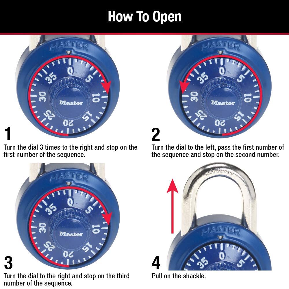 Master Lock 1530T Locker Lock Combination Padlock, 2 Count (Pack of 1), Colors May Vary