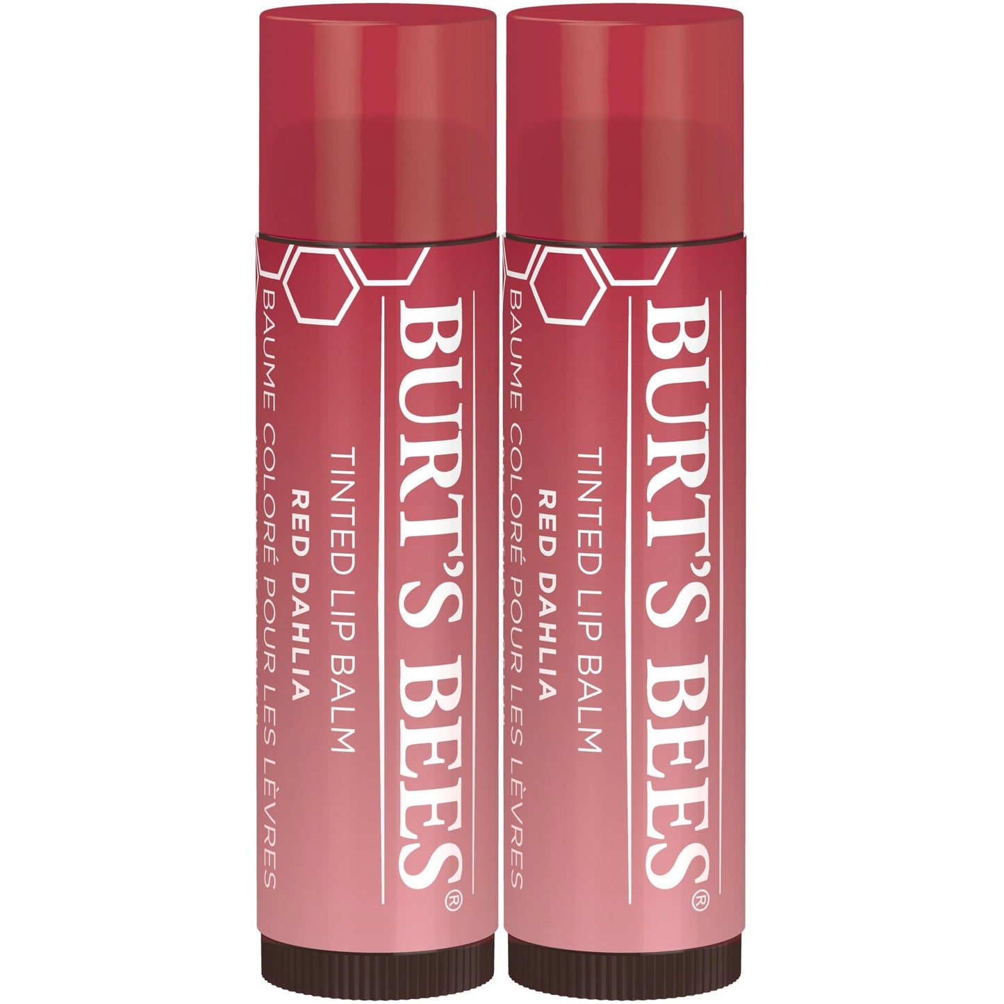 Burt's Bees Shimmer Lip Tint Stocking Stuffers Set, Tinted Lip Balm Stick, Moisturizing for All Day & Lip Tint Balm, Red Dahlia, 2-Pack, Hydrating Shea Butter for a Natural Looking Buildable