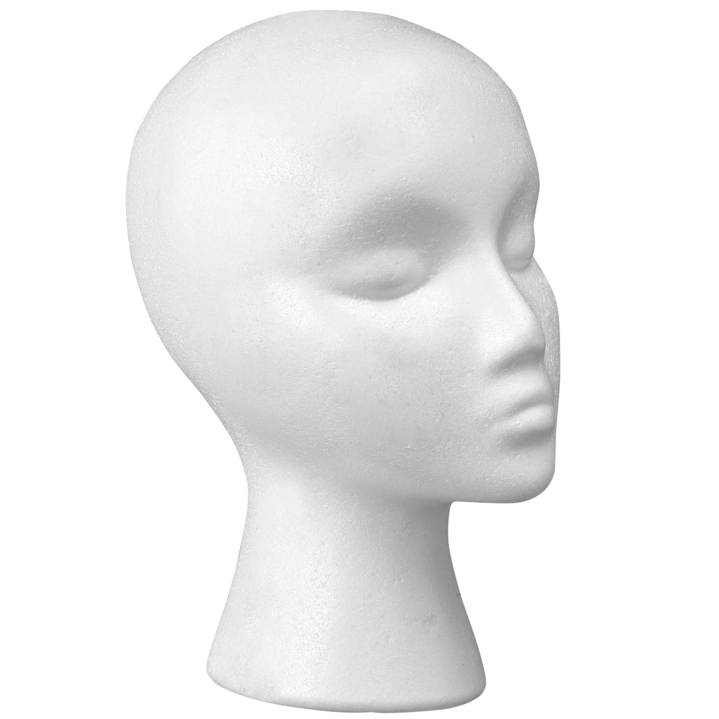 Styrofoam Female Wig Head Mannequins Manikin, Style, Model & Display Women's Wigs, Hats & Hairpieces Stand - by Adolfo Designs (12 Inches)