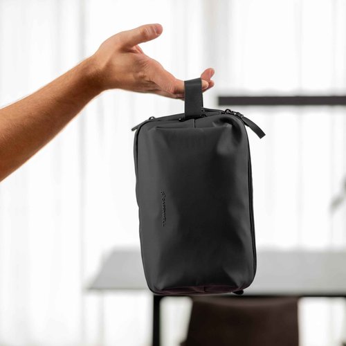 (Not Made In China) Toiletry Travel Bag For Men, Shaving Kit, Waterproof Organizer and Dopp Kit, Interior Compartments and Pockets For Toiletries and Accessories (Black)