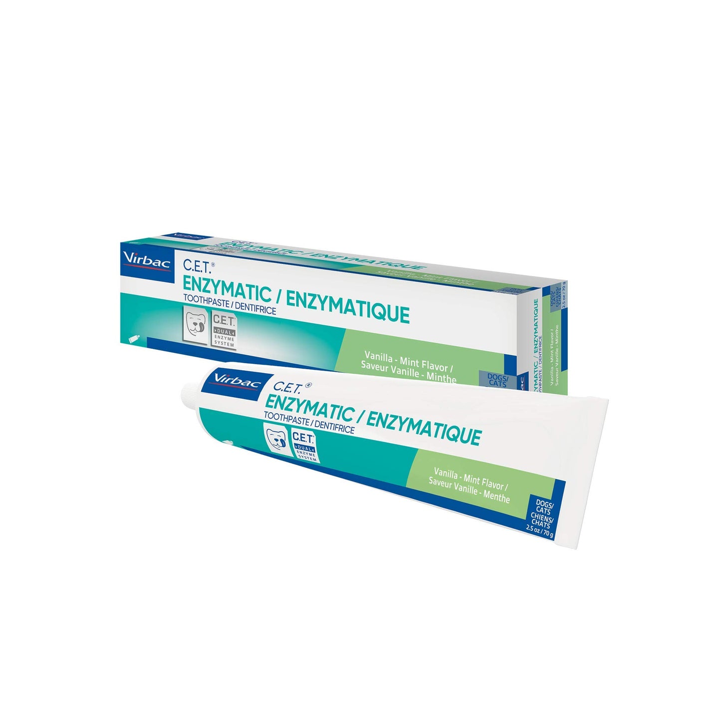 Virbac C.E.T. Enzymatic Toothpaste Eliminates Bad Breath by Removing Plaque and Tartar Buildup Best Pet Dental Care Toothpaste Vanilla Mint Flavor 2.5 Oz Tube