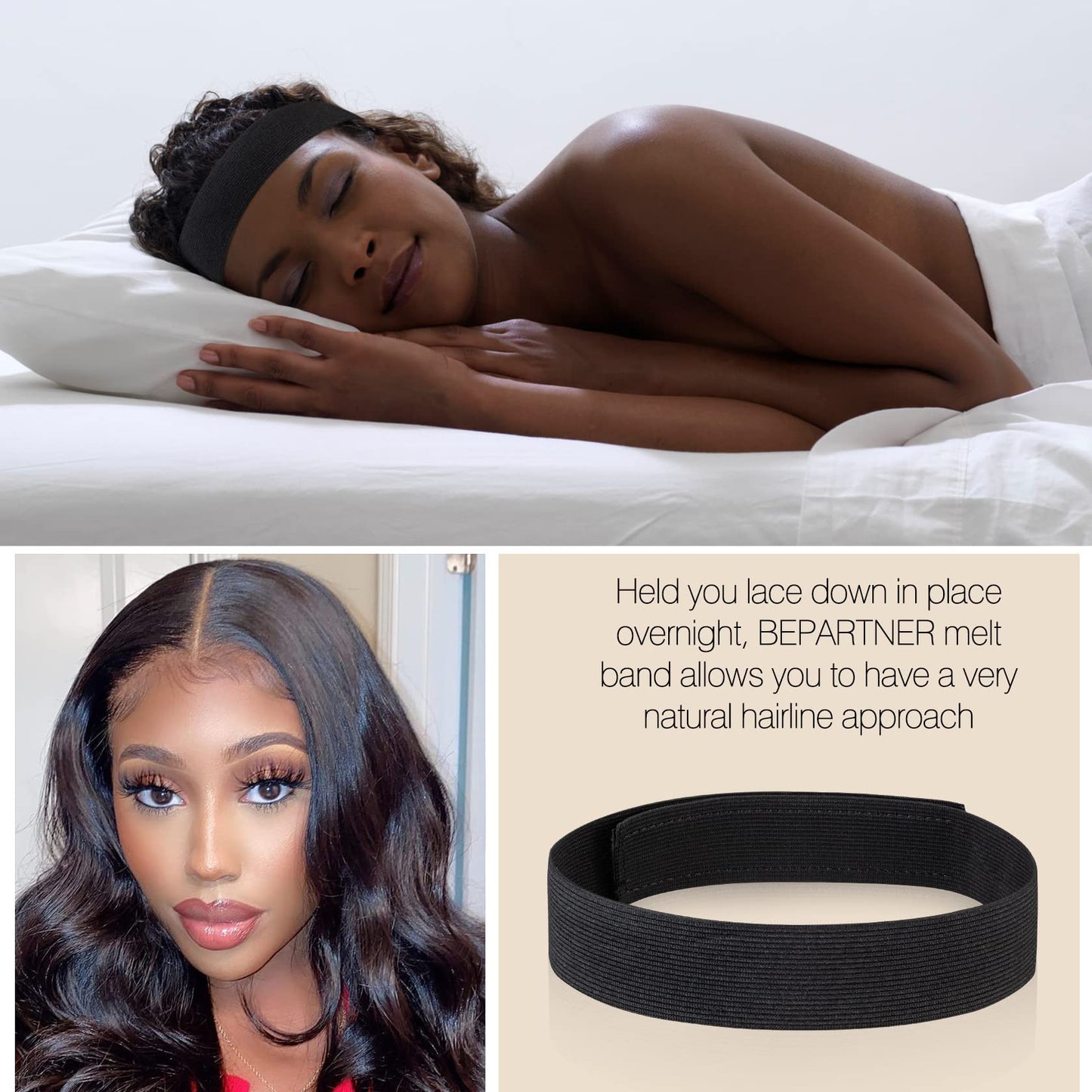 BEPARTNER Lace Melting Elastic Band for Wig: Wigs Bands for Lace Frontal Melt - Edge Wrap to Lay Edges | Lace Front Melt Laying Strap