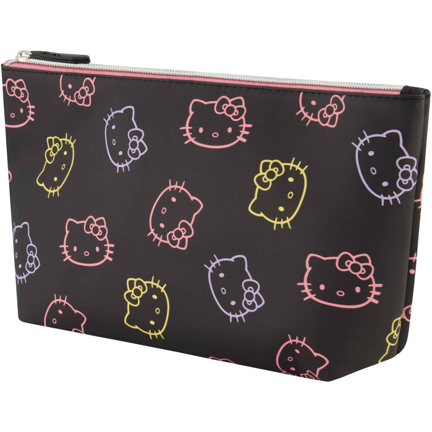 Concept One Hello Kitty Travel Makeup Bag, Trapezoid Cosmetic Organizer Pouch for Women, Black