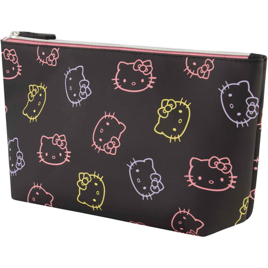 Concept One Hello Kitty Travel Makeup Bag, Trapezoid Cosmetic Organizer Pouch for Women, Black