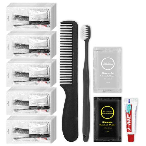 Toiletry Kits Disposable Travel Size Personal Hygiene Kits for Homeless Care Package Supplies in Bulk Toiletries Set Essential Women Men Hotel Guest Charity,Camping,Travel, Apartment 5 in 1(60 Pack)