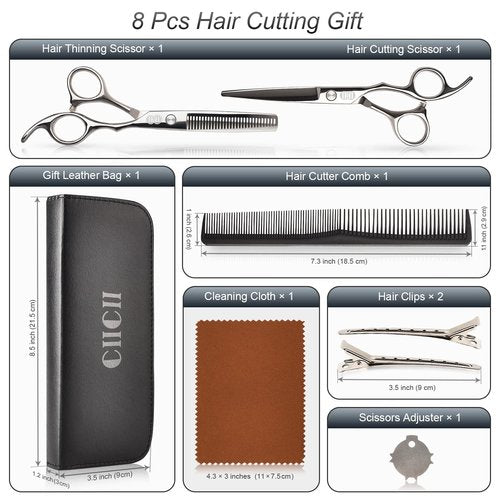 CIICII Hair Cutting Kit with Hair Clippers Set & Hair Cutting Scissors Shears Kit for Home Salon DIY Hairdressing