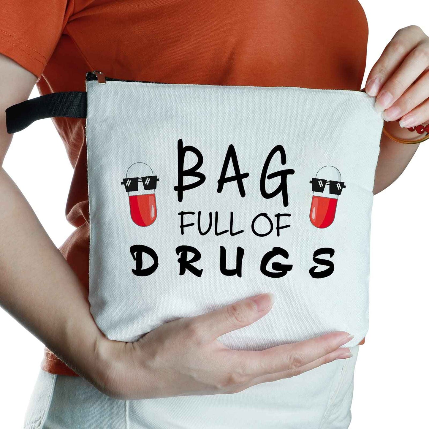 Yishuliwu Funny Medicine Bags for Women Travel Cosmetic Bag Full of Pill Bags Gifts for Nurse Sister Mom Bestie Grandma Friend for Birthday Christmas Appreciation Unique Gifts