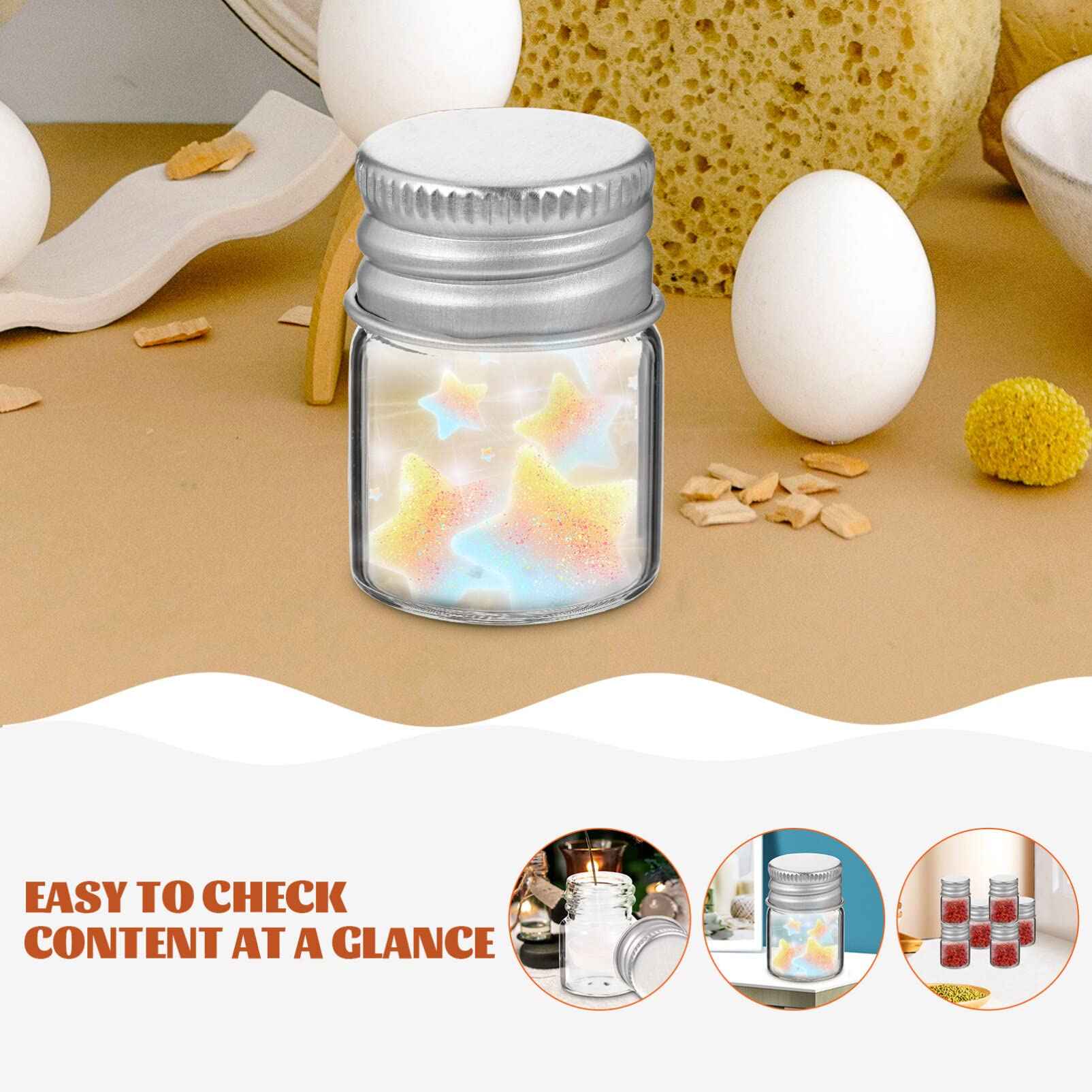 Luxshiny Mini Glass Bottles with Screw Caps: 12Pcs Tiny Jars for Cosmetic Sample Essential Oil Specimen DIY Craft Storage - 5ml (Pack of 2)