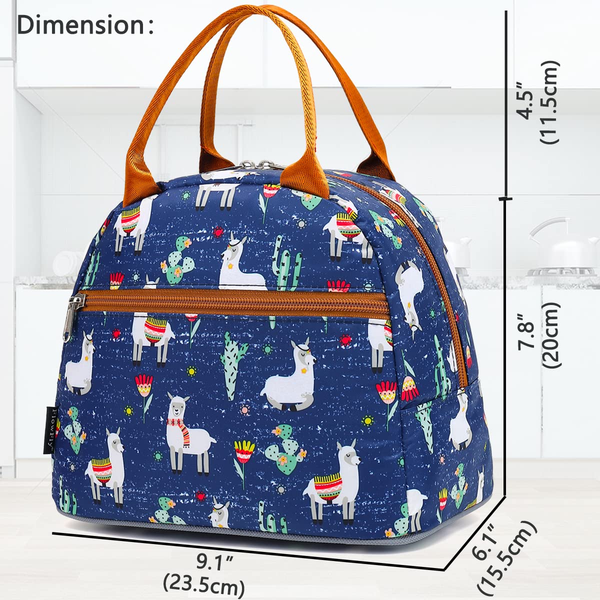 FlowFly Lunch Bag Tote Bag Lunch Organizer Lunch Holder Insulated Lunch Cooler Bag for Women/Men (Alpaca)