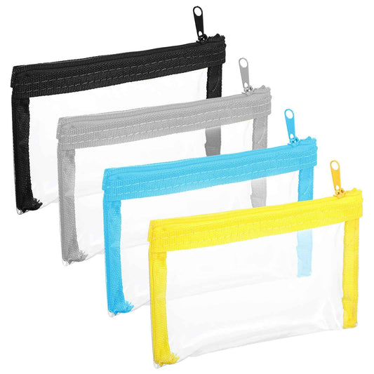 Tyqour 4Pcs Small Clear Makeup Bag 6.10 x 3.54inch Waterproof Clear Travel Bags Cosmetic Bags Zipper Pouches Multipurpose Makeup Pouches for Daily Toiletries Travel Office Supplies