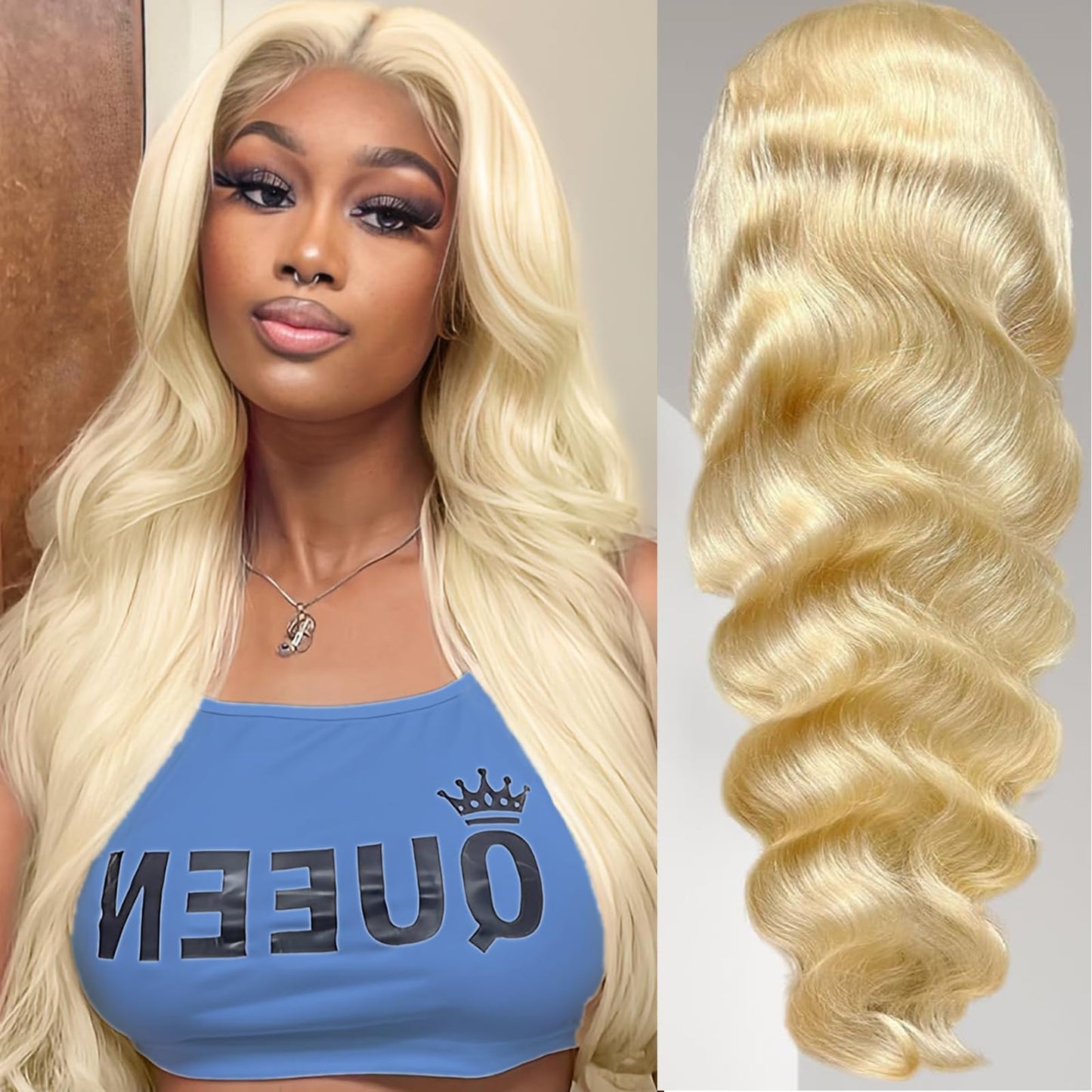 NPALO 613 lace front wig human hair 200% density blonde wig human hair 13X4 HD body wave lace front wigs human hair Pre Plucked With Baby Hair blonde lace front wigs human hair (Blonde 16 inch)