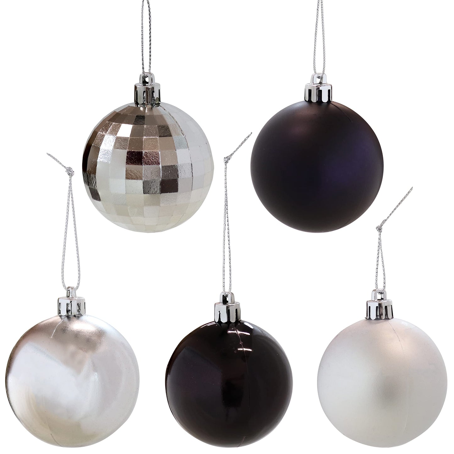 Sunnydaze Modern Holiday 50ct Christmas Ornament Balls - 5 Styles of Shatterproof Christmas Decorations for Tree