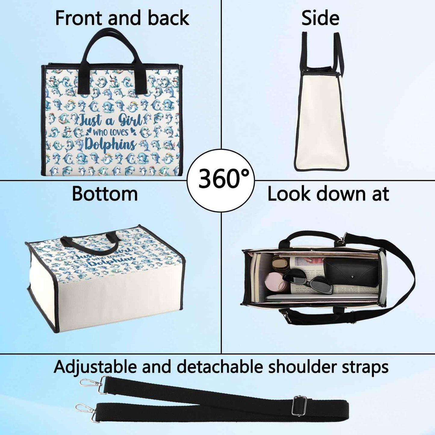 LEVLO Funny Dolphin Cosmetic Bag Animal Lover Gift Just A Girl Who Loves Dolphins Makeup Zipper Pouch Bag Dolphin Lover Gift For Women Girls (Dolphins LT)