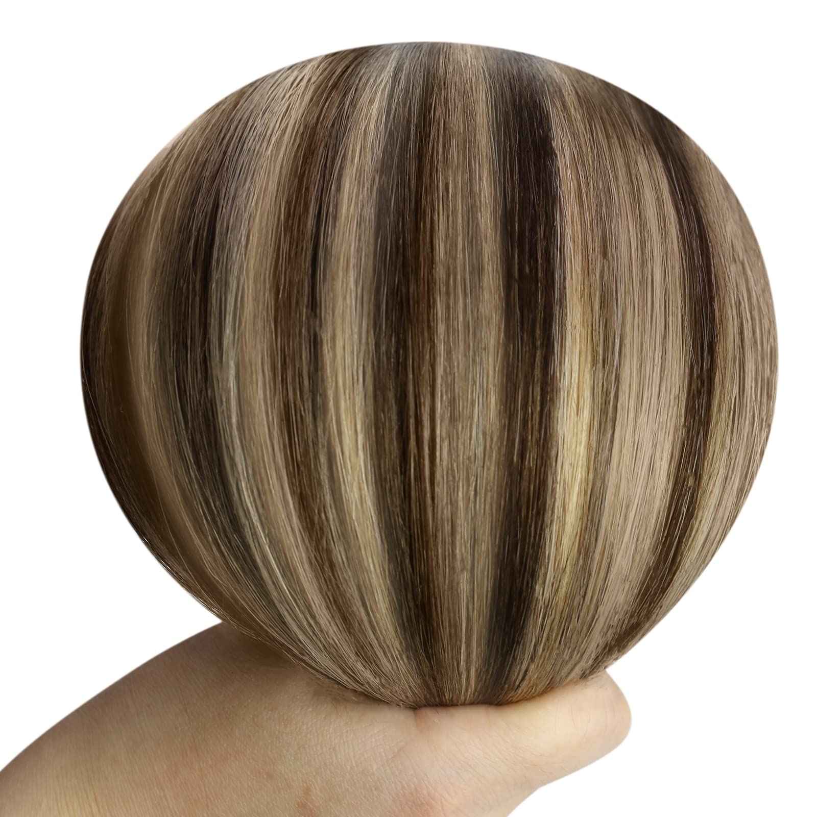 YoungSee 18 Inch Clip in Hair Extensions Black Ombre 120G Clip in Human Hair Extensions Balayage Natural Black Ombre Dark Brown Mix Caramel Brown Clip ins Extensions Ease of Use 18In 7Pcs