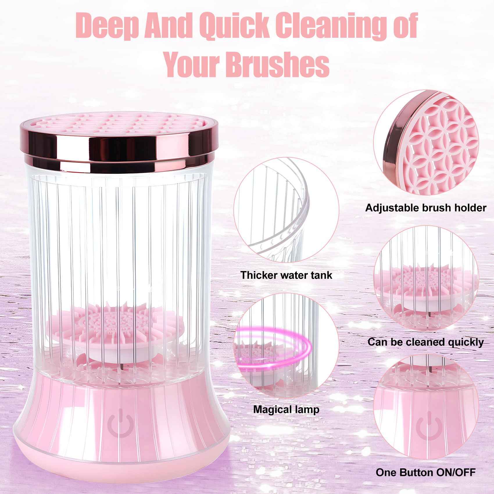 Electric Makeup Brush Cleaner, Efficient Makeup Brush Cleaner for Deep Cleaning, Automatic Spinning Cosmetic Brush Cleaner One-Click Operation, Auto-Rotating Brush Cleaner for Any Makeup Brushes