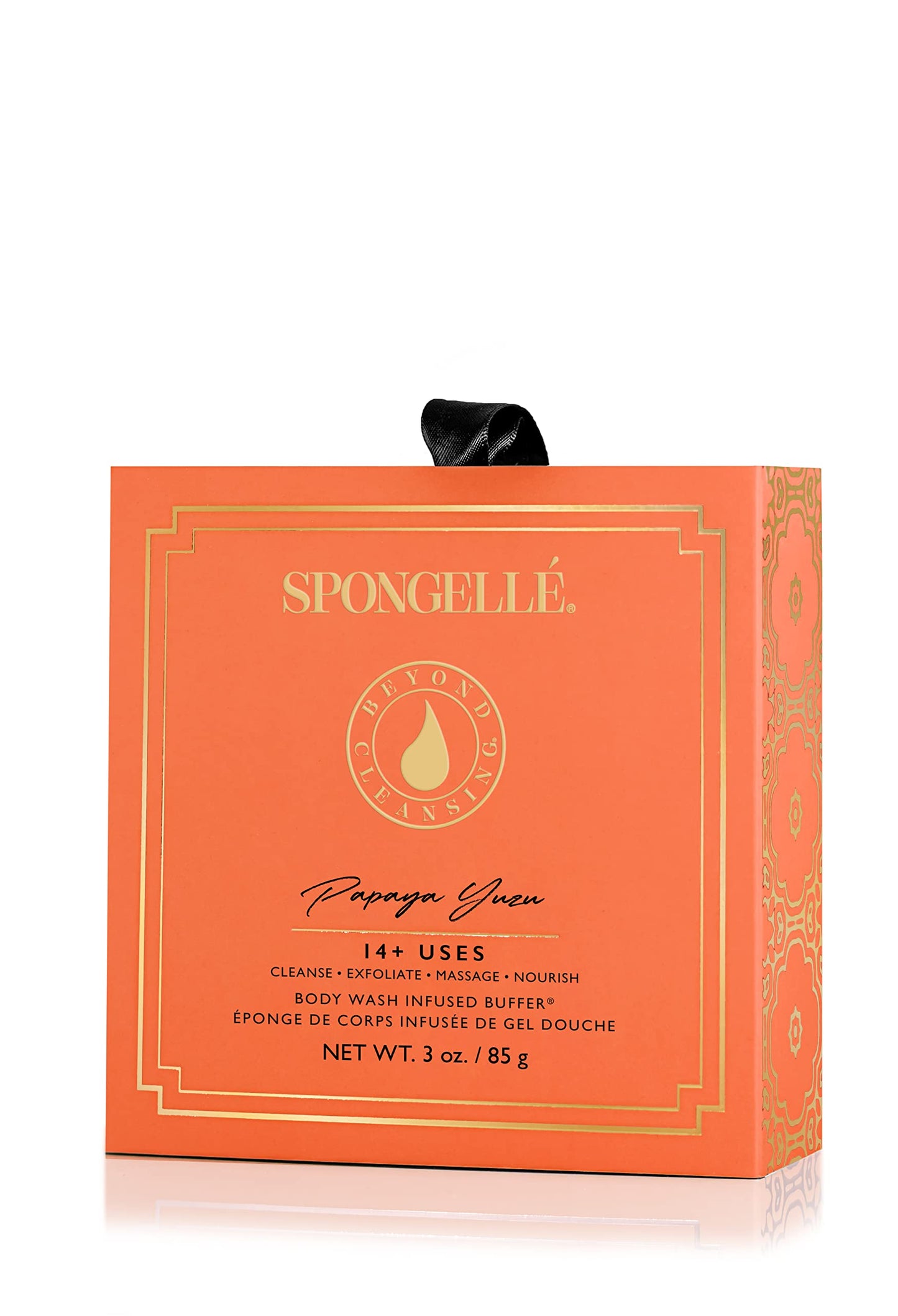 SPONGELLÉ |Boxed Flower Shower Gel Infused Body Buffer| Long-Lasting Body sponges, Offers Elevated Bathing Experience | 14+ Washes | Papaya Yuzu