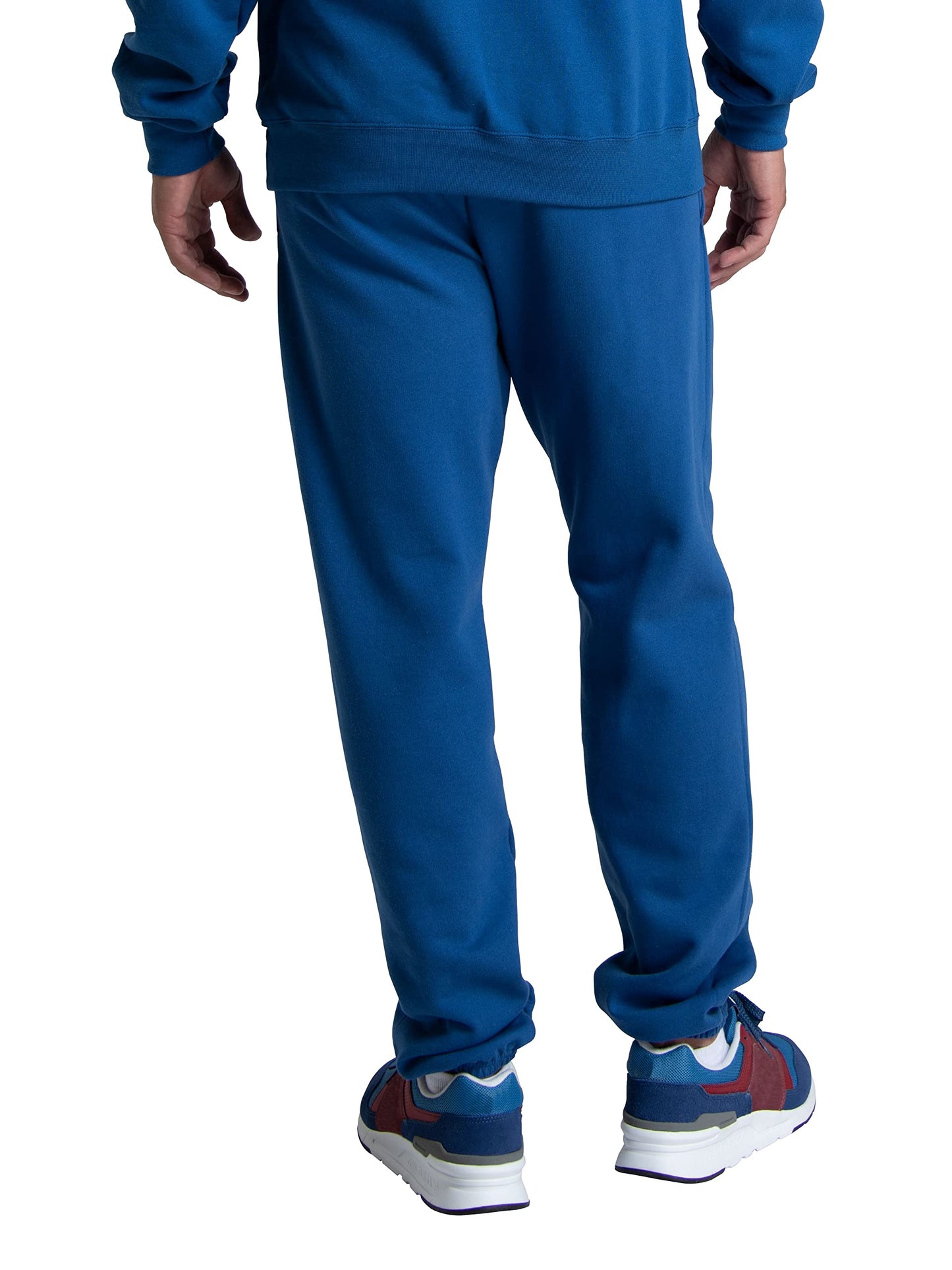 Fruit of the Loom Men's Eversoft Fleece Elastic Bottom Sweatpants with Pockets, Relaxed Fit, Moisture Wicking, Breathable, Mellow Blue, Small