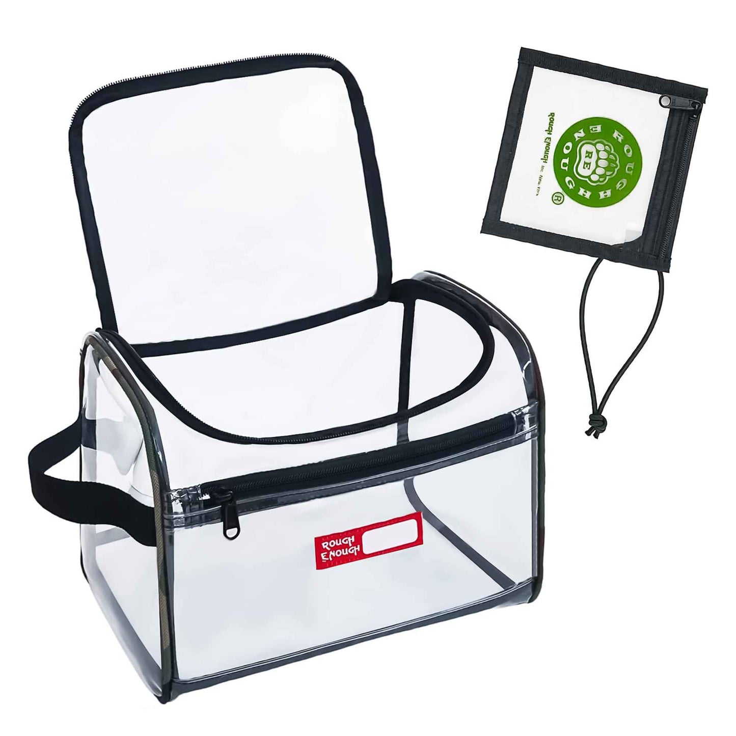 Rough Enough Clear Makeup Toiletry Bag Cosmetic Organizer Large Medicine Pouch with Zipper for Women Travel Accessories Essentials Pouch Toiletries Airport