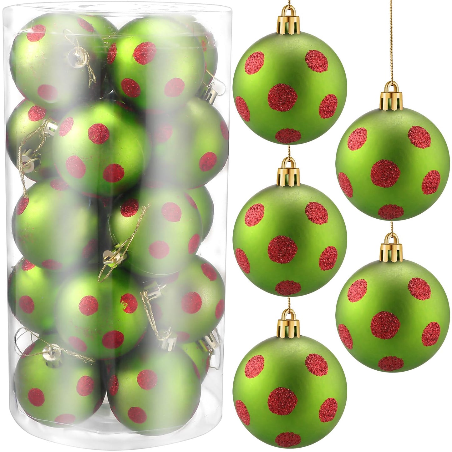 Leyndo 20 Pcs Christmas Balls Ornaments Red Green Christmas Tree Balls Ornaments 2.36 Inch Glittering Christmas Ball Decor Shatterproof Holiday Decorative Hanging Ornaments for Xmas Tree Holiday Party