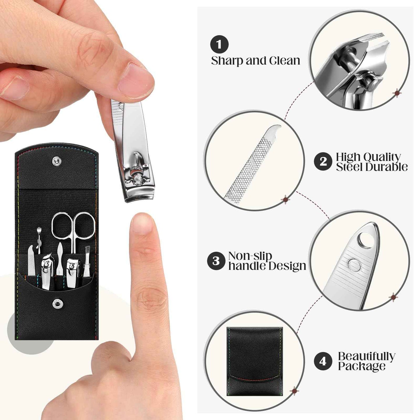 Lasnten 24 Set Christmas Manicure Set Bulk Nail Clippers Grooming Nail Kit Stainless Steel Professional Pedicure Kit Pedicure Tools with Travel Case Gifts for Xmas Men Women(7 in 1,Black)