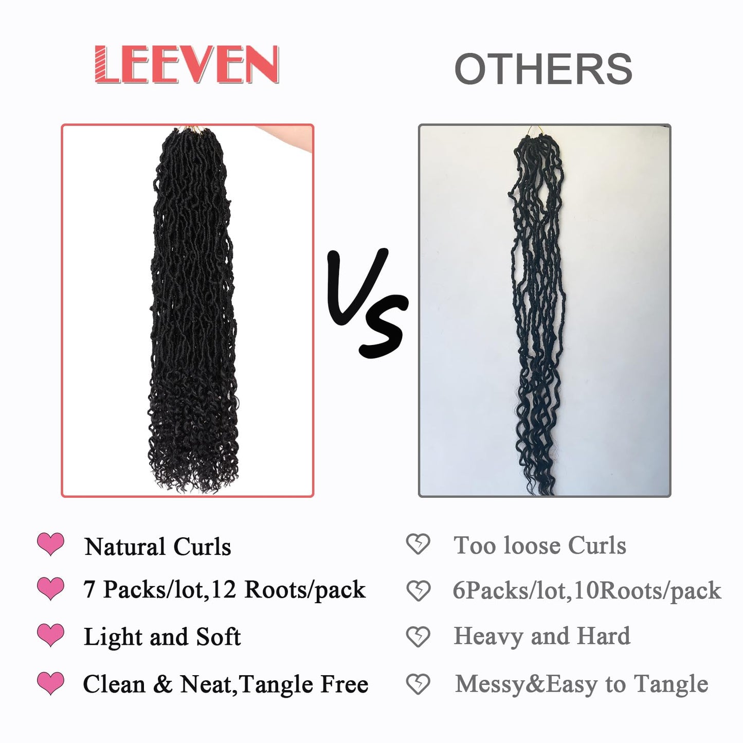 Leeven 30 Inch Long Bohemian Goddess Locs Crochet Hair 7 Packs Natural Black Soft Faux Locs Crochet Hair With Curly Ends 1B# Synthetic Wavy Crochet Locs With Curls for Black Women 84 Strands