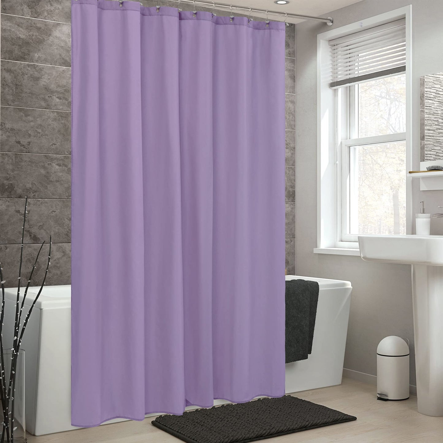 ALYVIA SPRING Lavender Purple Fabric Shower Curtain Liner Waterproof - Soft & Light-Weight Cloth Shower Liner with 3 Magnets, Hotel Quality & Machine Washable - Standard Size 72x72, Lavender