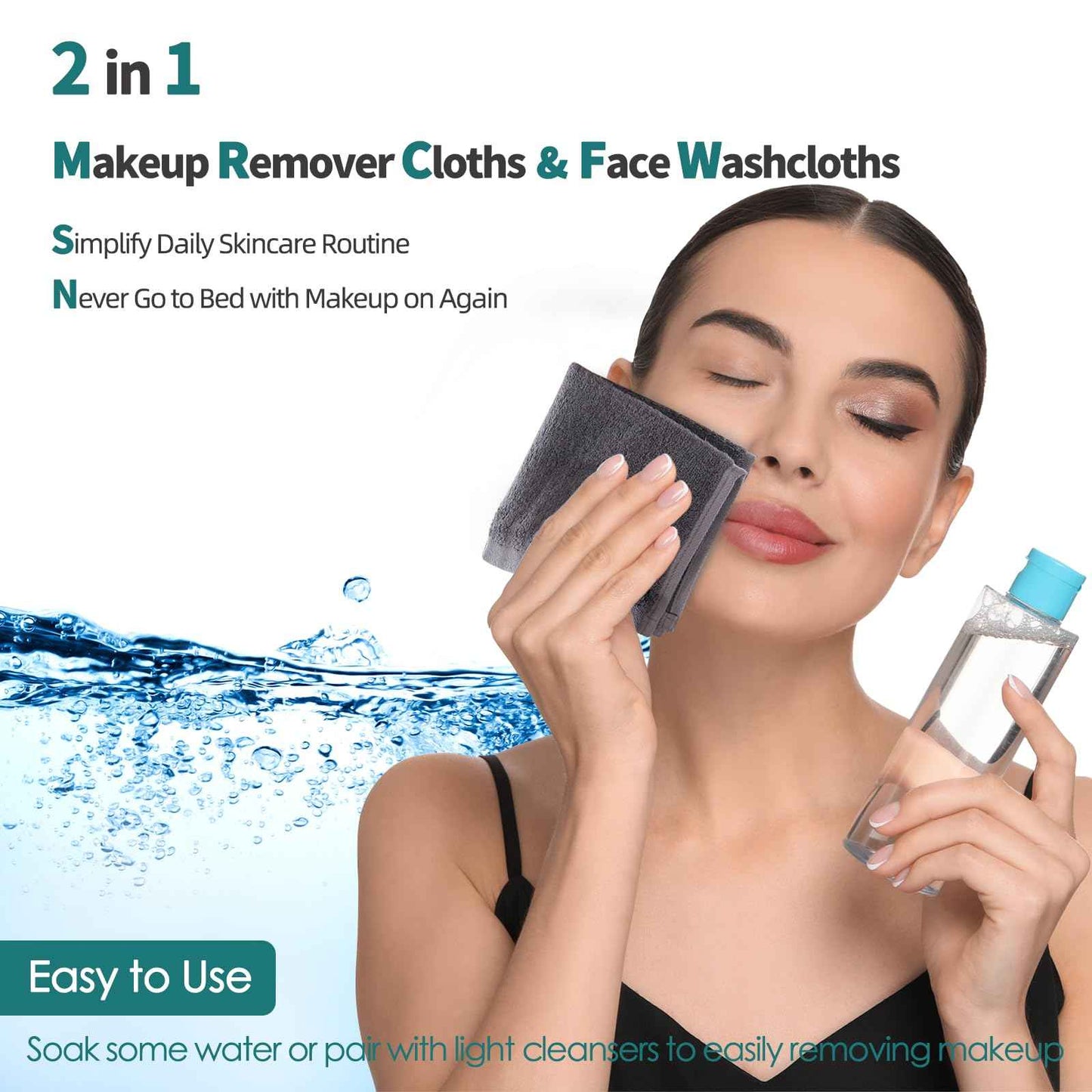 Wash Cloths 12 Pack, Super Soft and Skin Friendly Face Towel for Sensitive Skin, 10x10 inch Small Face Washcloths, Reusable Washable Makeup Remover Cloths, Easy to Rinse Grey Facial Cleansing Cloths