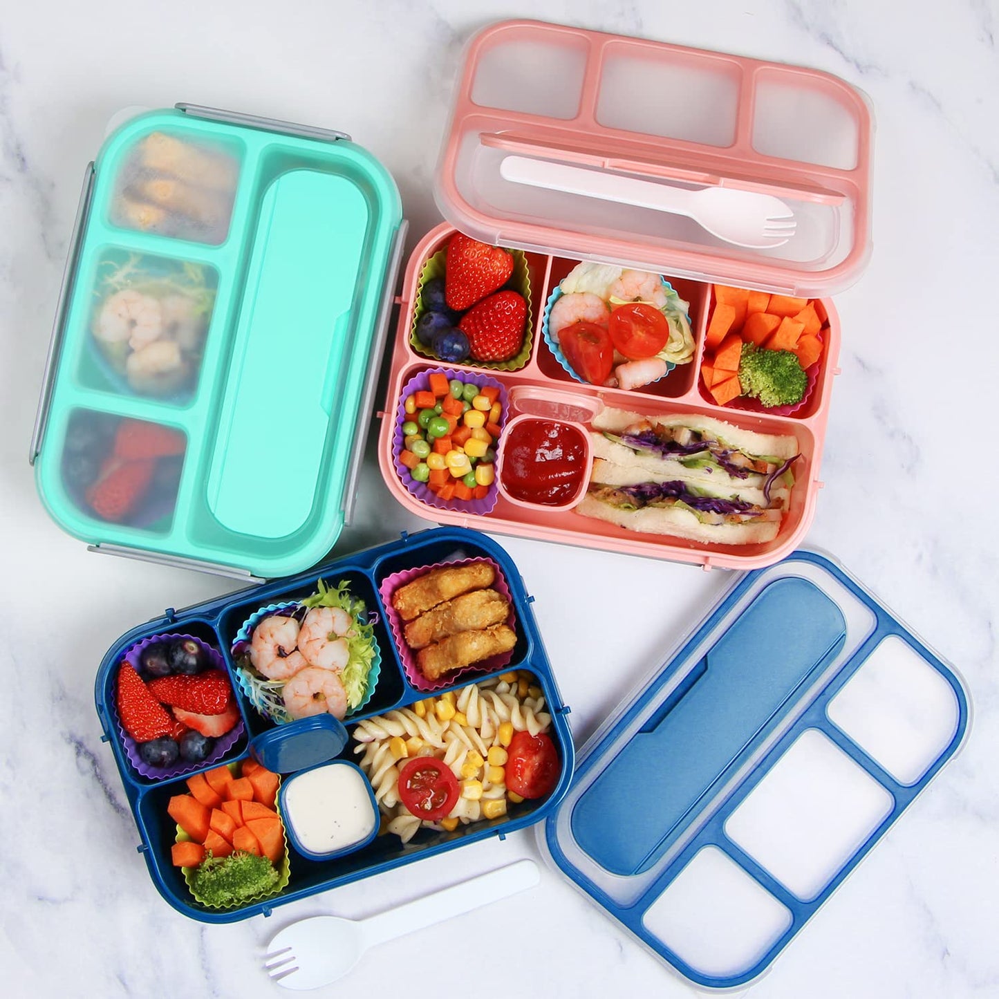 MaMix Bento Lunch Box Adult Lunch Box, Lunch Box Kids, Lunch Containers for Adults/Kids/Students,1300ML-4 Compartment Bento Lunch Box (green)