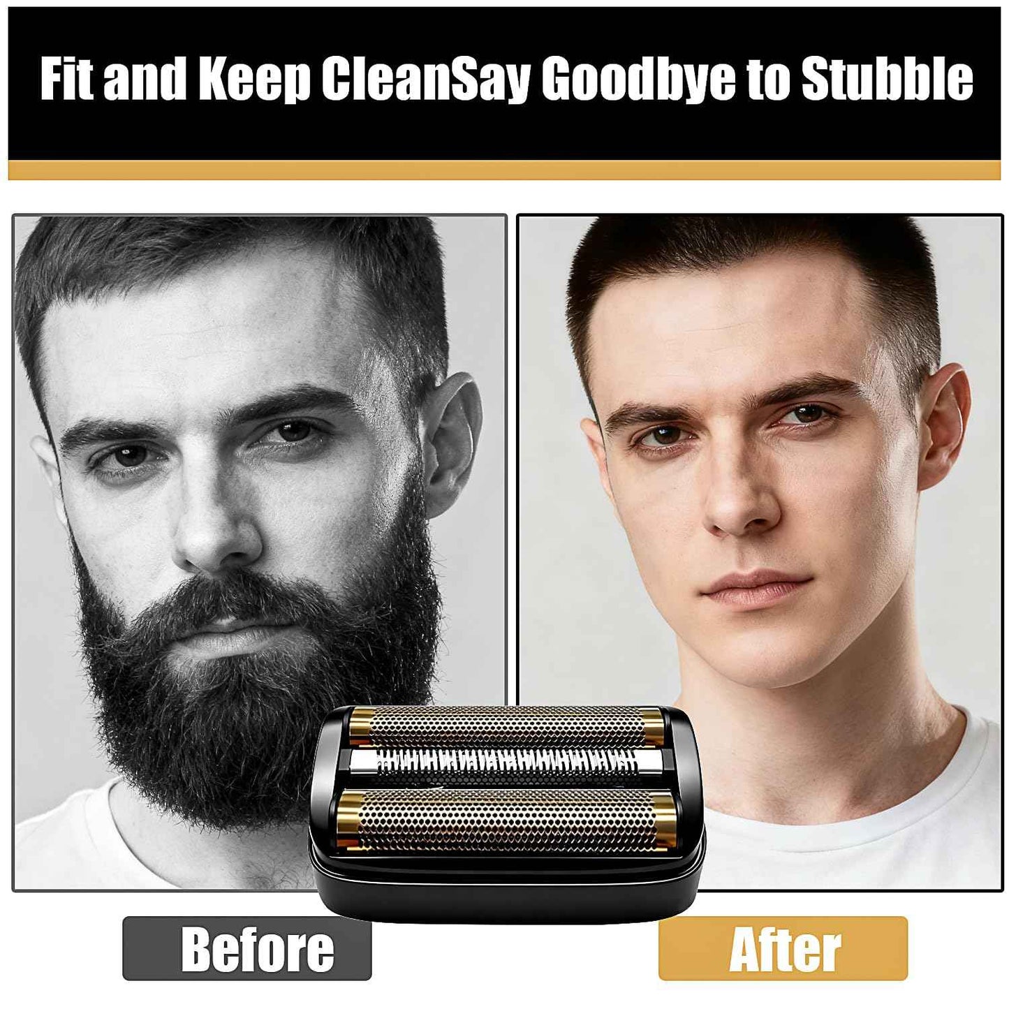 Shaver Replacement Golden Foil and Cutters compatible with Andis 17155 Pro lithium titanium foil shaver Replacement Heads(2 pack Black)