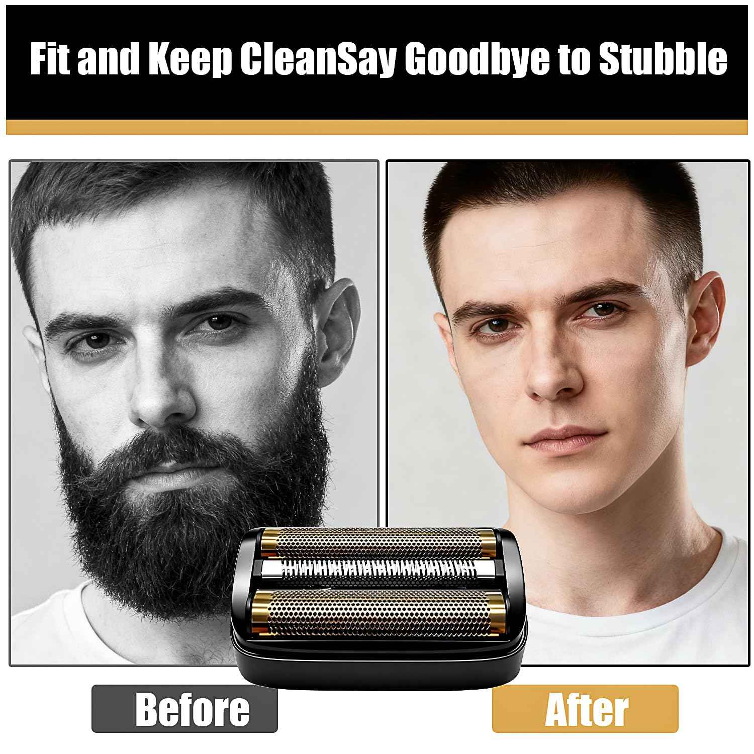 Shaver Replacement Golden Foil and Cutters compatible with Andis 17155 Pro lithium titanium foil shaver Replacement Heads(2 pack Black)