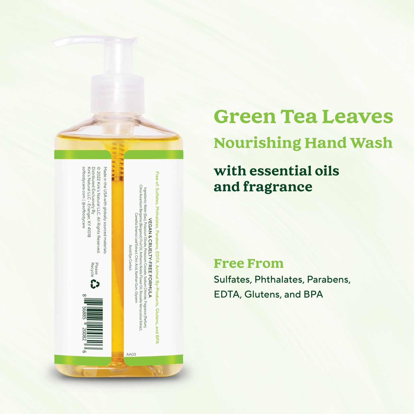 South Of France Green Tea Clean Hand Wash Clean Body Care | Moisturizing Liquid Hand Soap with Mediterranean Sea Algae | 8 oz Pump Bottle – 3 Pack