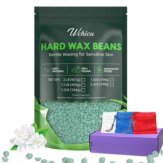 Wax Beads, Hard Wax Beads for Hair Removal, 2lb Waxing Kit for Women, With Pure Aloe Vera for Sensitive Skin, For Face, Eyebrow, Leg, Bikini, Brazilian Waxing, Coarse Body Hair Specific