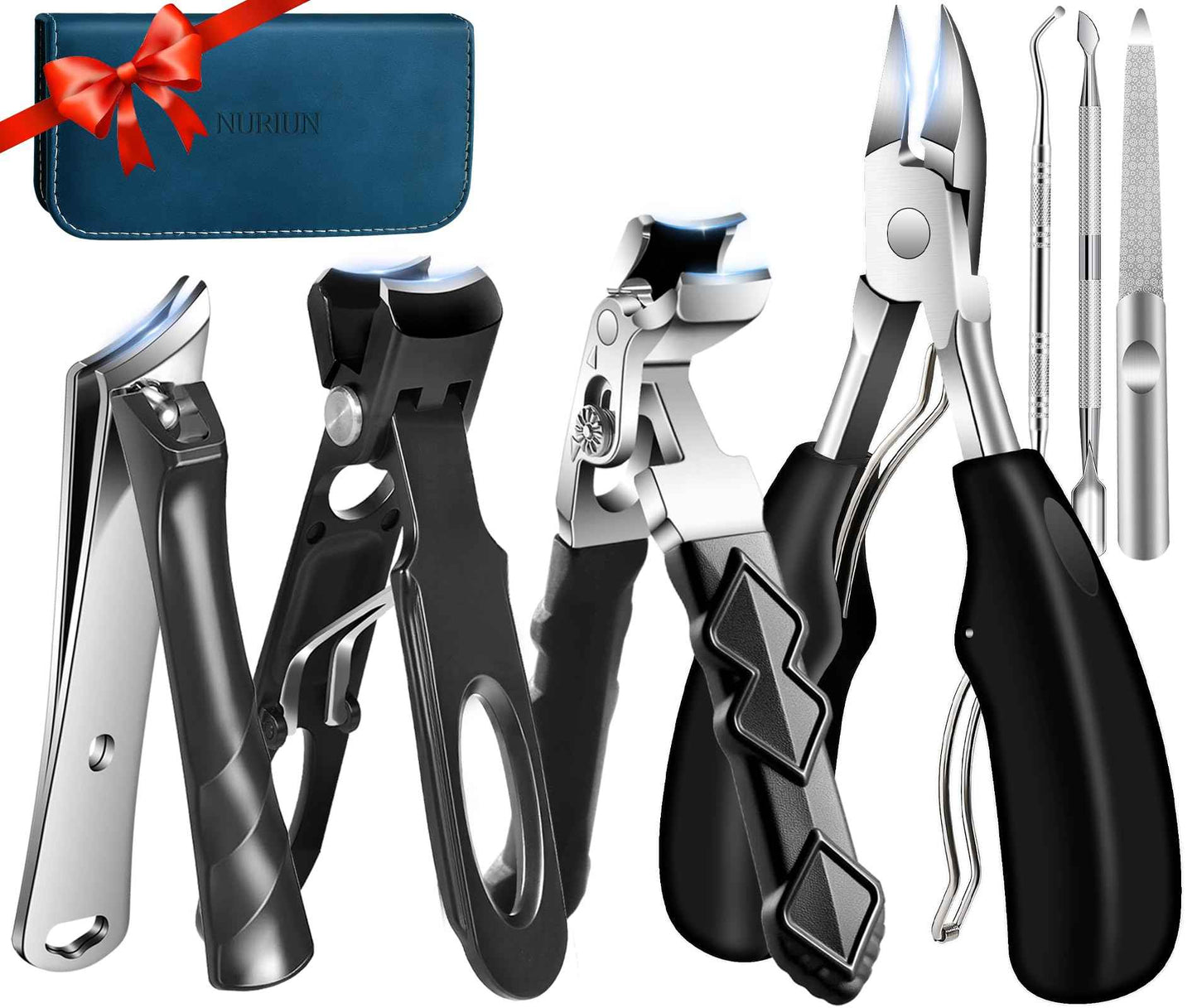 Toenail Clippers for Thick Toenails for Seniors, Professional Nail Clippers for Men, Heavy Duty Angled Head Large Toe Nail Clippers for Seniors, Slanted Ingrown Nail Clippers, 6PCS