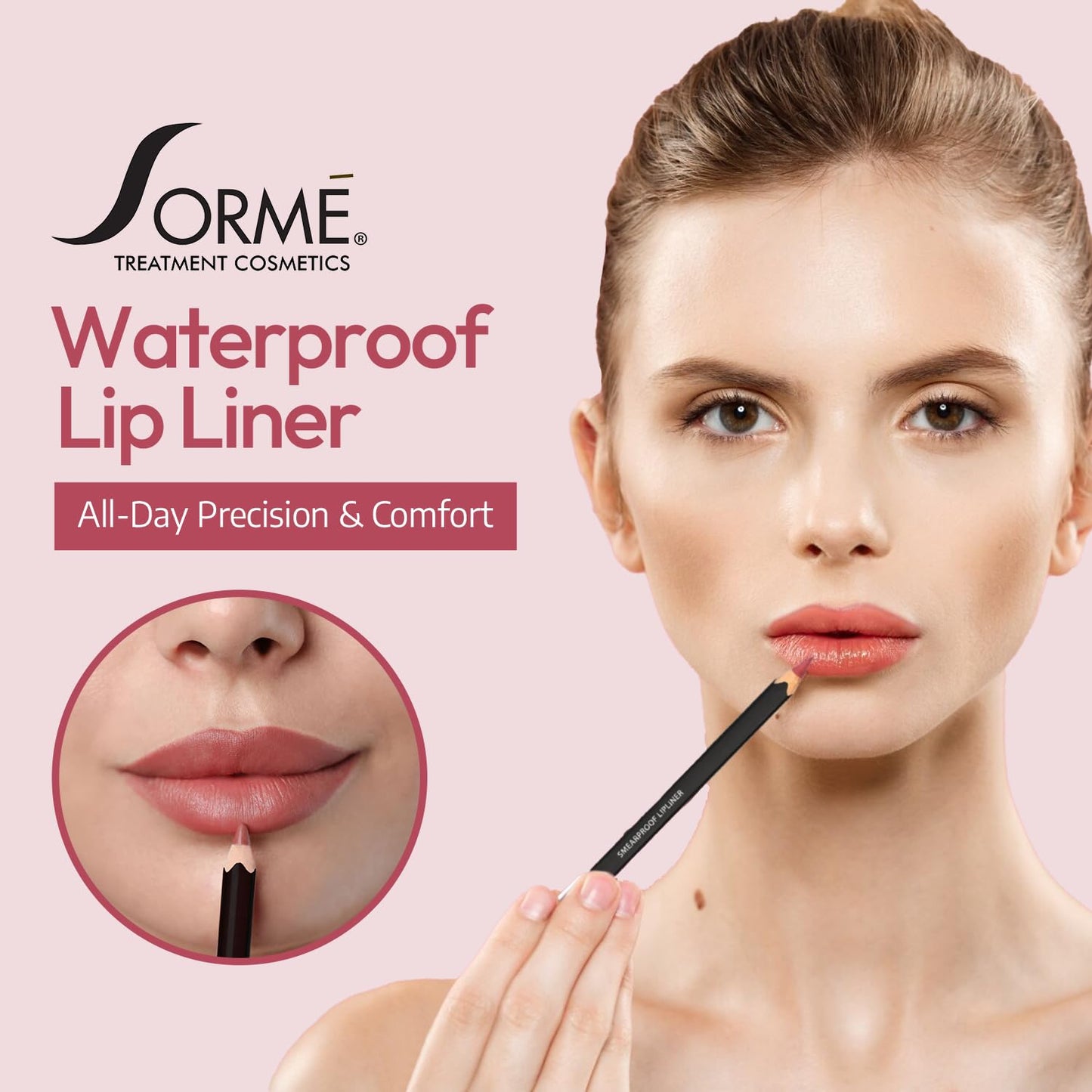 Sorme Cosmetics Smearproof Lipliner in Earth 0.06 oz | Smudgeproof Nude Lip Liner Pencil | High Definition Waterproof Lip Liners for Women | Hydrating Lip Pencil | Matte Lip Pencil Liner Makeup