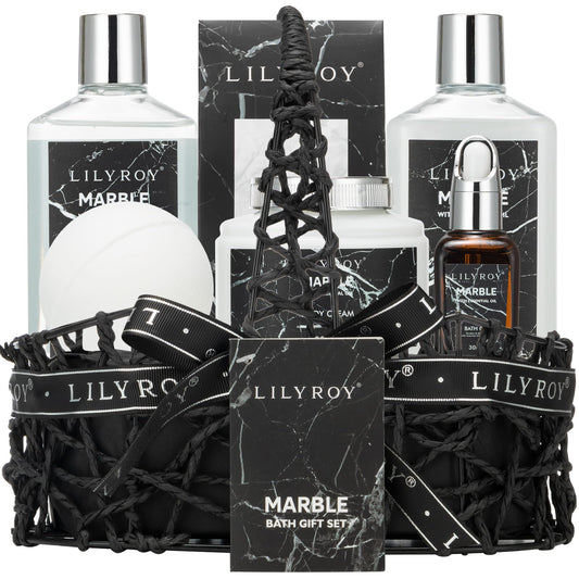 LILY ROY Perfume Spa Gift Baskets Set for Men Women Bath Gift Basket Set for Mom Bath and Body Gift Baskets Set For Christmas Birthday Bath Spa Kit Skin Care Gifts Set for Fathers Mothers Day