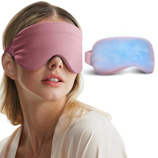 Cooling Eye Mask, Cold Eye Masks for Dark Circles, Puffiness, Headache, Migraines Weighted Gel Eye Mask Eye Ice Pack Reusable Cold Eye Compress (Pink)