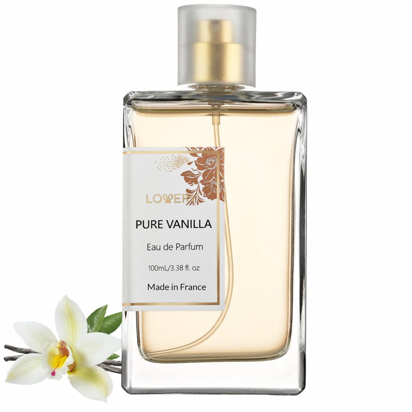 LOVERY Pure Vanilla Perfume for Women, 3.38 fl oz, Made in France Long-Lasting Eau de Parfum Sweet Vanilla Fragrance – Gift for Girlfriend, Wife, or Mom – Ideal Christmas or Spa Gift for Women