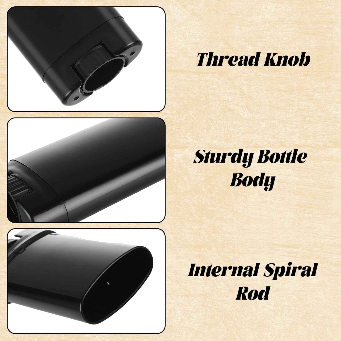 LOPYXBR 100 PCS 0.5 Oz/15 Ml Empty Deodorant Containers Black Oval Twist-Up Filling Stick 15 Ml Refillable Deodorant Tubes Empty Black Lotion Bar Sticks for Homemade Deodorant, DIY Lip Balm