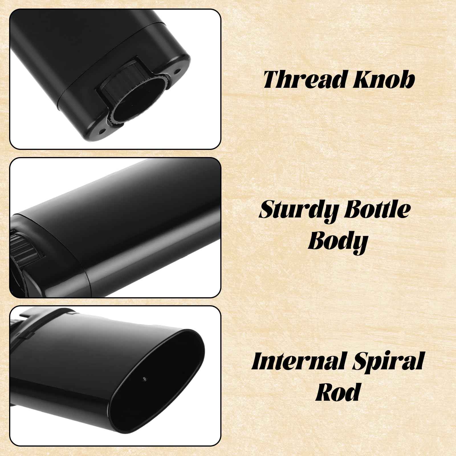 LOPYXBR 100 PCS 0.5 Oz/15 Ml Empty Deodorant Containers Black Oval Twist-Up Filling Stick 15 Ml Refillable Deodorant Tubes Empty Black Lotion Bar Sticks for Homemade Deodorant, DIY Lip Balm