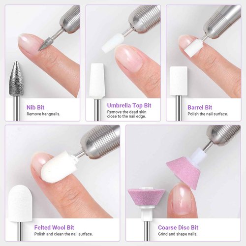 MelodySusie Rechargeable Cordless Electric Nail Drill with 21pcs Nail Drill Bit Set