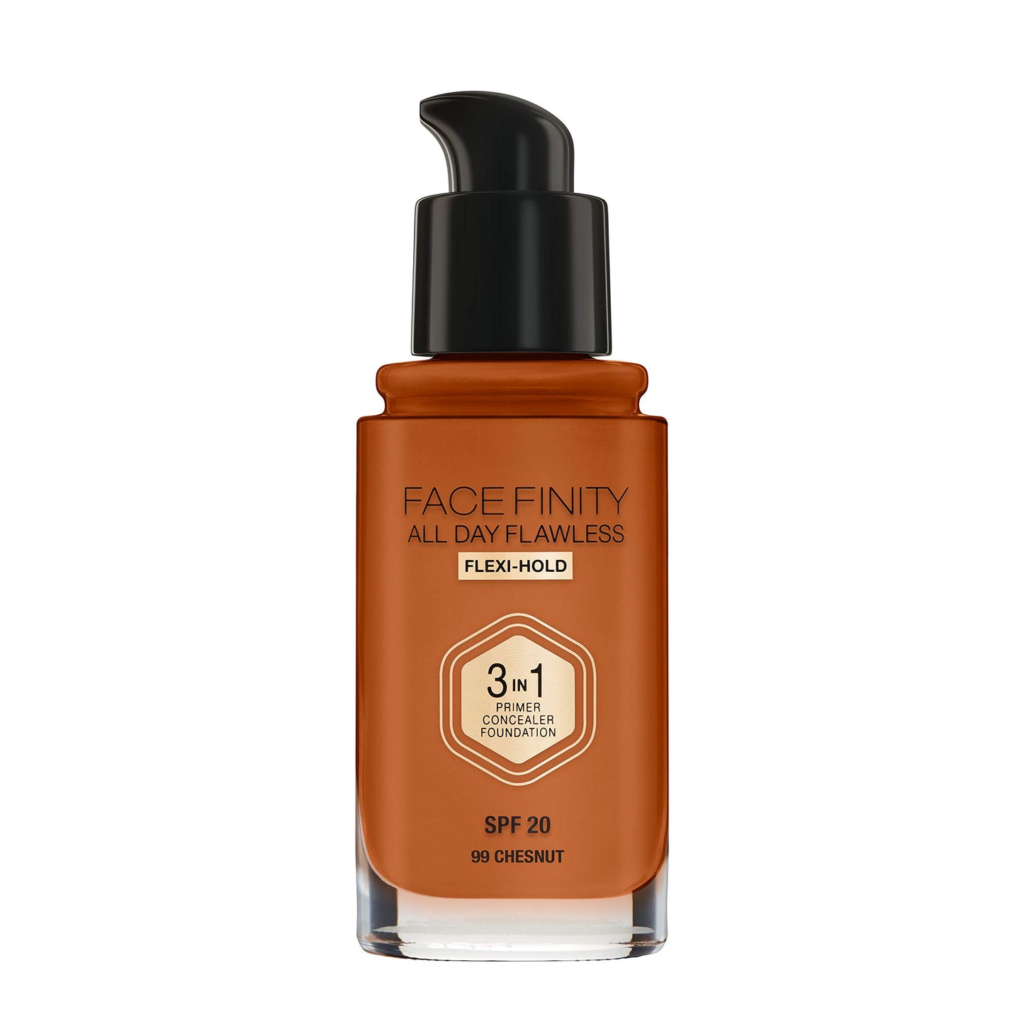 Max Factor Facefinity 3-in-1 All Day Flawless Liquid Foundation, SPF 20-99 Chestnut, 30 ml