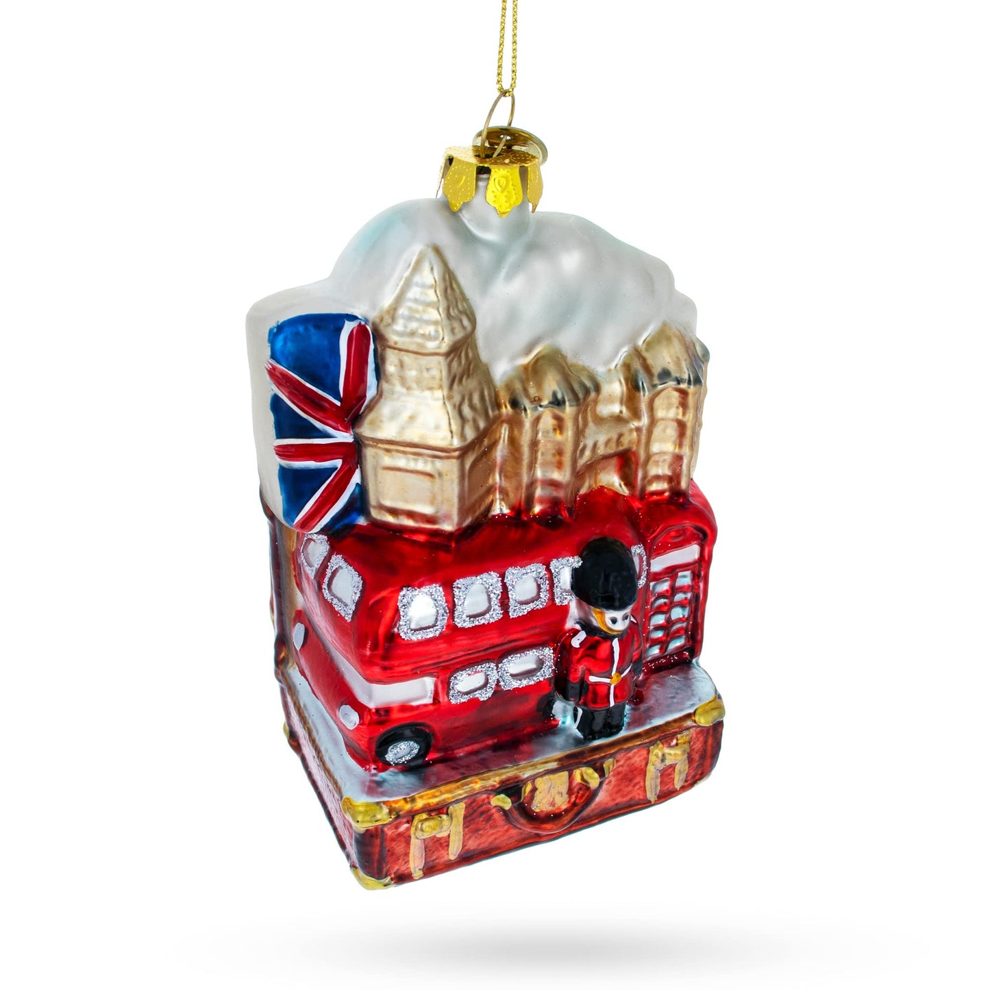 Landmarks in London, United Kingdom Glass Christmas Ornament