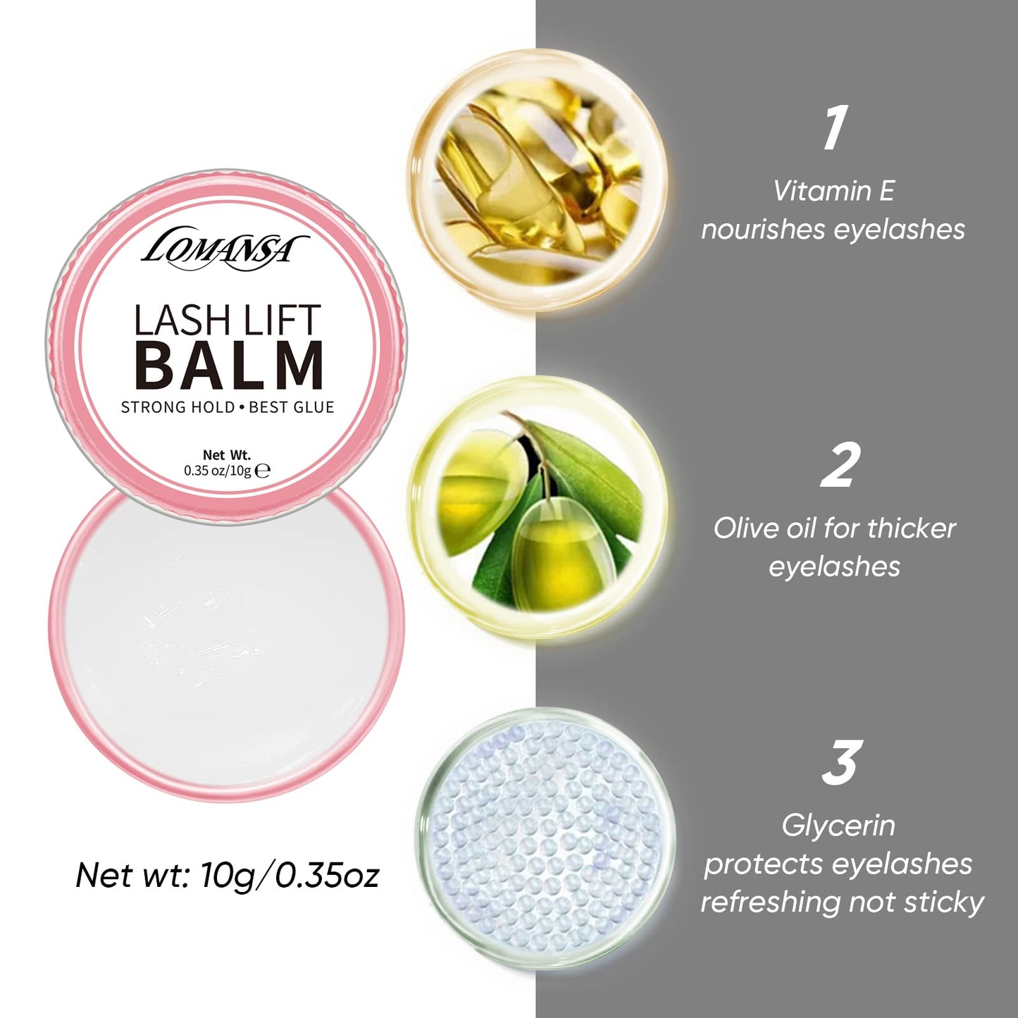 Lomansa Lash Lift Glue Balm Eyelash Lifting Silicone Pads Perm Rods Eye Patch, Lash Lift Tools Strong Fix for Lashes and Brows Curl