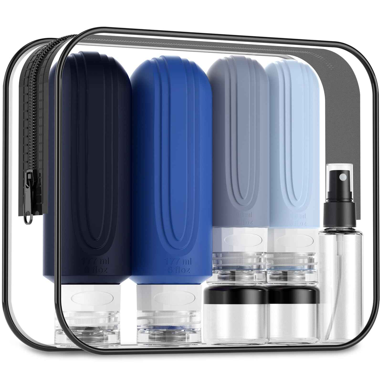 Mrsdry 16 Pack Travel Bottles for Toiletries, Oversize 6oz Silicone Travel Containers, Leak Proof Refillable Liquid Shampoo And Conditioner Travel Essentials