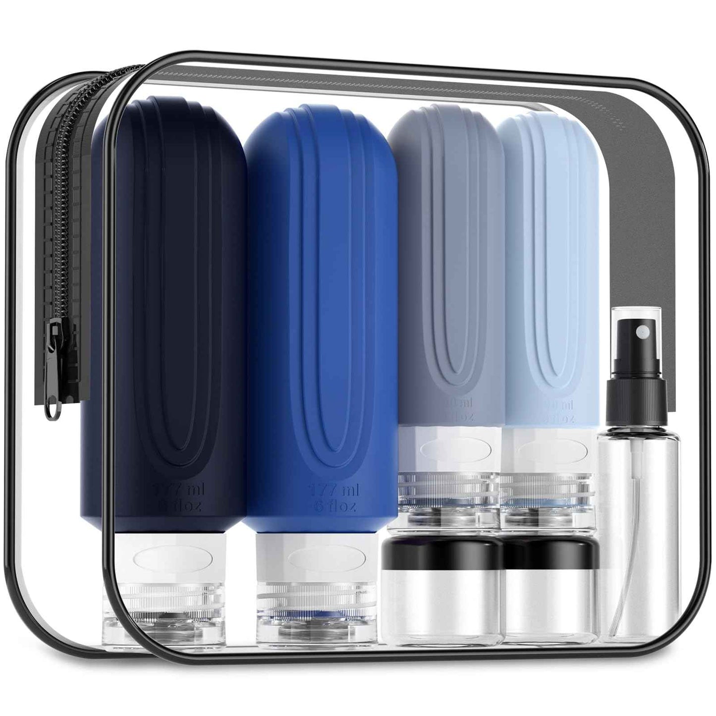 Mrsdry 16 Pack Travel Bottles for Toiletries, Oversize 6oz Silicone Travel Containers, Leak Proof Refillable Liquid Shampoo And Conditioner Travel Essentials