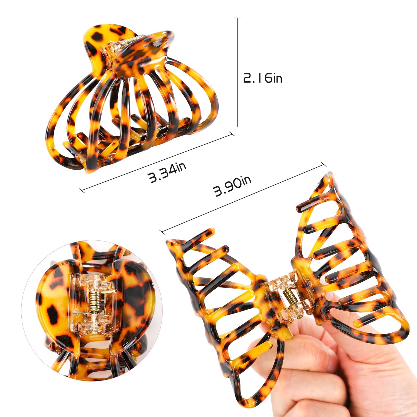 2 Pieces Hair Clips, Aimou Hair Styling Accessories Large Hair Claw Strong Hold for Women Girl Gift - Tortoiseshell