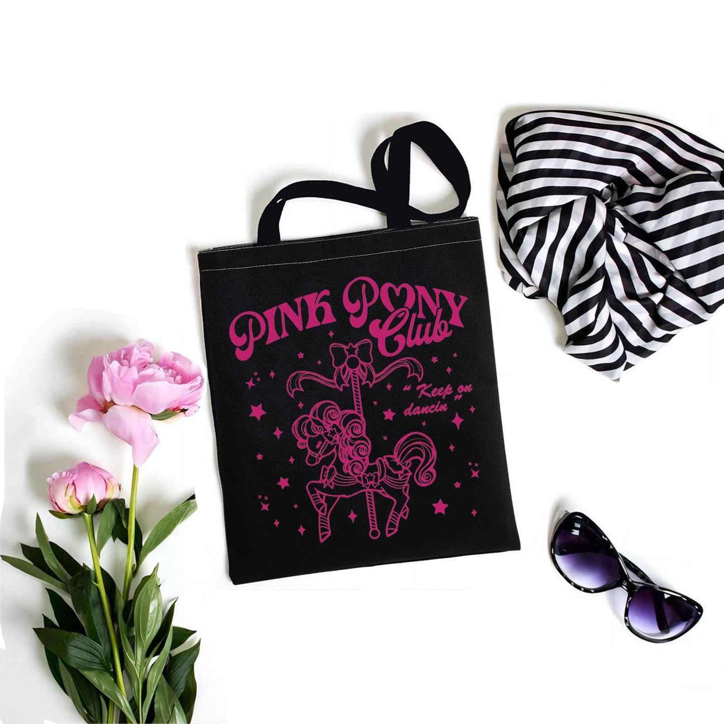TOBGBE Singer Music Lover Gift Midwest Princess Pink Pony Club Shopping Bag Singer Fan Lyrics Music Concert Merch (West Club BK)